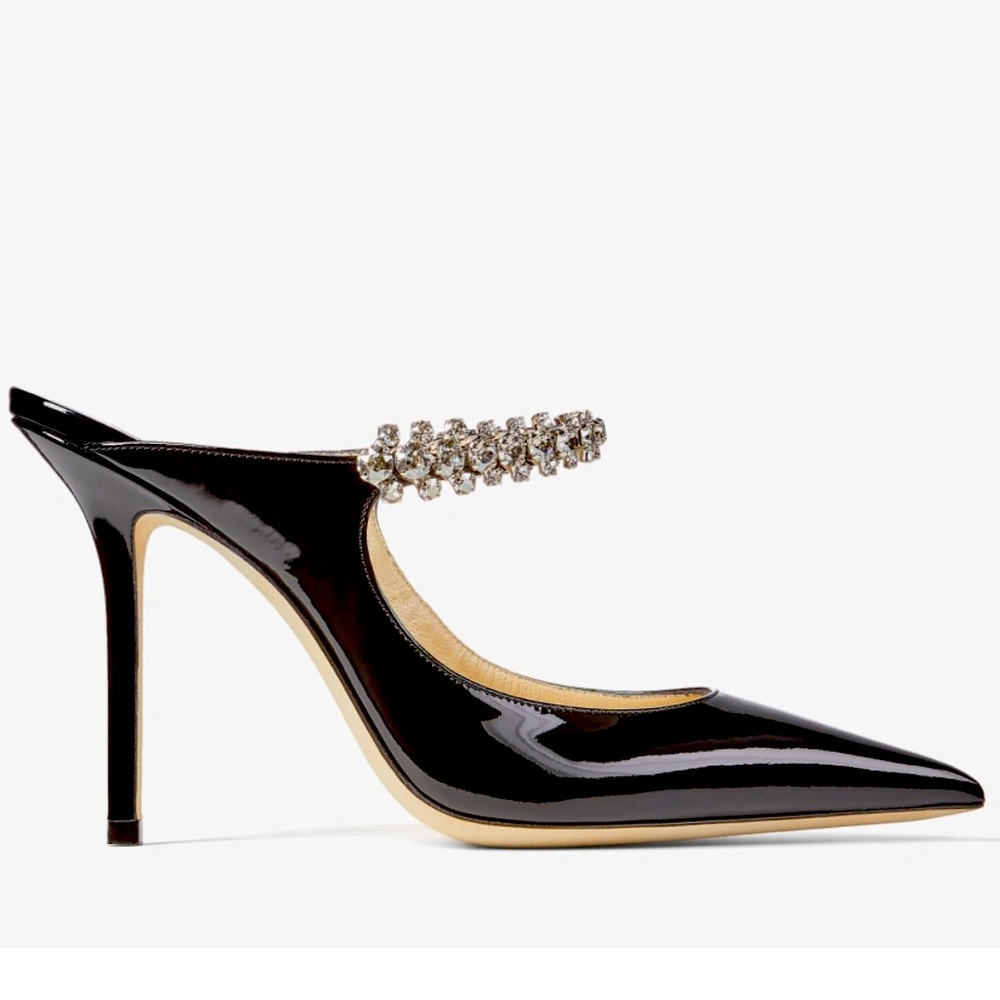 Bing 100

Black Patent Leather Mules with Crystal Strap